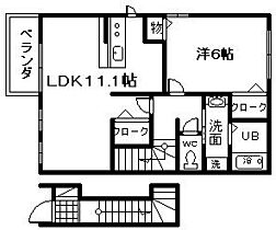 大阪府岸和田市加守町4丁目16番10号（賃貸アパート1LDK・2階・46.09㎡） その2