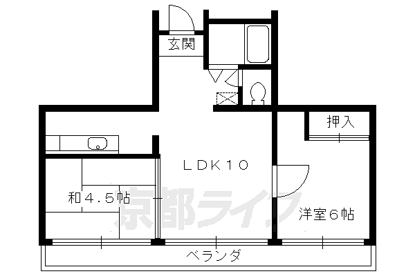 京都府京都市上京区上御霊前通新町西入大心院町(賃貸マンション2LDK・3階・43.58㎡)の写真 その2