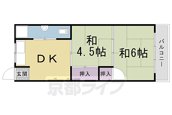 京都府京都市右京区常盤東ノ町(賃貸アパート2DK・1階・32.40㎡)の写真 その2