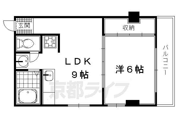 京都府京都市右京区西京極東大丸町(賃貸マンション1LDK・4階・31.20㎡)の写真 その2