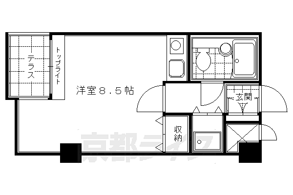 ヴェルビュ二条城東 106｜京都府京都市中京区油小路通竹屋町下ル橋本町(賃貸マンション1R・1階・23.20㎡)の写真 その2