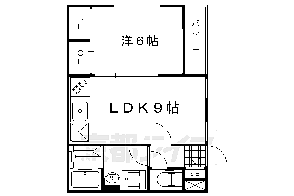 京都府京都市上京区石薬師通河原町西入大猪熊町(賃貸アパート1LDK・1階・37.26㎡)の写真 その2