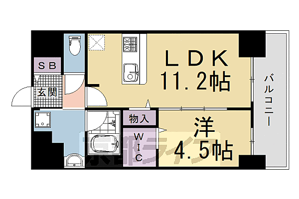 京都府京都市右京区西大路通六角上る西院東今田町(賃貸マンション1LDK・4階・40.10㎡)の写真 その2