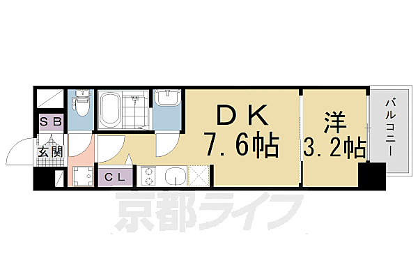 プレサンス　ＴＨＥ　ＫＹＯＴＯ　吉祥院 310｜京都府京都市南区吉祥院定成町(賃貸マンション1DK・3階・26.70㎡)の写真 その2