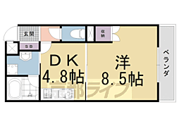 JR山陰本線 太秦駅 徒歩6分の賃貸マンション 1階1DKの間取り