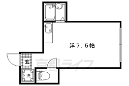京福電気鉄道北野線 北野白梅町駅 徒歩4分の賃貸マンション 2階ワンルームの間取り
