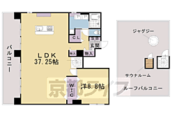 京都地下鉄東西線 太秦天神川駅 徒歩7分の賃貸マンション 5階1LDKの間取り