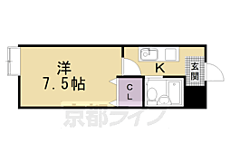 JR山陰本線 太秦駅 徒歩17分の賃貸アパート 2階1Kの間取り