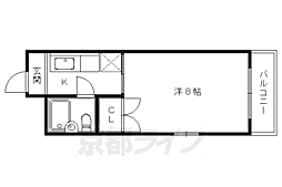 JR山陰本線 花園駅 徒歩10分の賃貸マンション 3階1Kの間取り