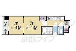 JR山陰本線 二条駅 徒歩15分の賃貸マンション 3階2Kの間取り