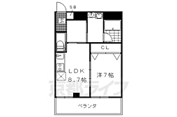 JR山陰本線 二条駅 徒歩18分の賃貸マンション 5階1LDKの間取り