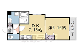 円町レジデンスI 2階1DKの間取り