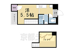 京福電気鉄道北野線 北野白梅町駅 徒歩12分の賃貸マンション 4階1Kの間取り