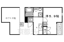 京福電気鉄道北野線 北野白梅町駅 徒歩10分の賃貸アパート 2階1Kの間取り