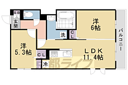 Ｄ‐ＲＯＯＭ壬生森町 2階2LDKの間取り