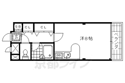 阪急京都本線 西院駅 徒歩4分の賃貸マンション 2階ワンルームの間取り
