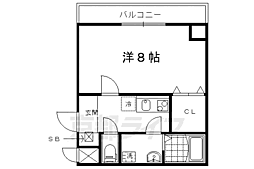京福電気鉄道北野線 北野白梅町駅 徒歩15分の賃貸マンション 1階1Kの間取り