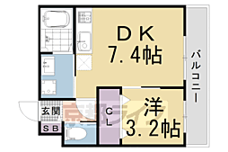 京都地下鉄東西線 太秦天神川駅 徒歩10分の賃貸アパート 3階1DKの間取り