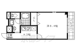 JR山陰本線 太秦駅 徒歩1分の賃貸マンション 3階1Kの間取り