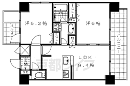 プレサンス京都駅前千都 6階2LDKの間取り
