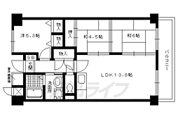 京都市営烏丸線 今出川駅 徒歩15分の賃貸マンション 4階3LDKの間取り
