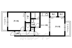 ハウス比果 2DKの間取図画像