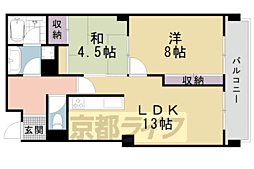 レヴィア北白川 ワンルームの間取図画像