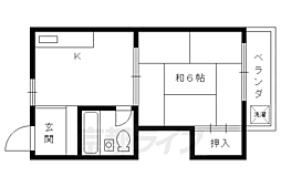 サンハイツ神足 1Kの間取図画像
