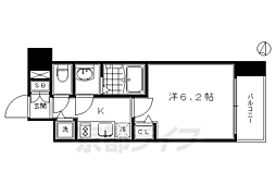 プレサンス京都鴨川 1Kの間取図画像