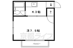 グレース衣笠 1Kの間取図画像