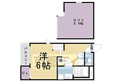 ハーモニーテラス淀木津町2 1Kの間取図画像
