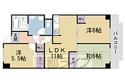 ユニ宇治マンション1号館 3LDKの間取図画像
