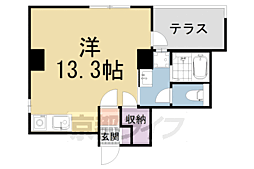 修学院テラス ワンルームの間取図画像