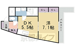 Uluru東向日 1DKの間取図画像