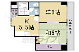 第16洛西ハイツ瀬田 2DKの間取図画像