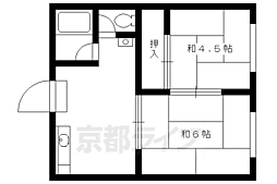 コーポ比叡 2DKの間取図画像