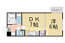 フォルトゥーナ中堂寺 1DKの間取図画像