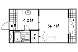 ハイツ池本2 1Kの間取図画像