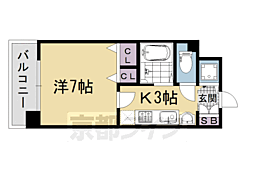 スワンズ京都五条大宮 1Kの間取図画像