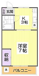 第一ガーデンハイツ 1Kの間取図画像