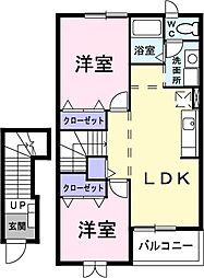 イストワールI 2階2LDKの間取り