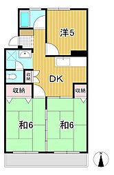 ハイツことぶき 4階3DKの間取り