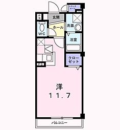 メゾングラシュ　II 1階ワンルームの間取り