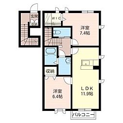 カンタービレ 2階2LDKの間取り