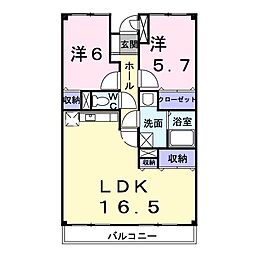 ヴィラ・アベニール 2LDKの間取図画像