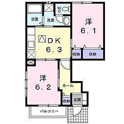 サンヒルズ2 2DKの間取図画像