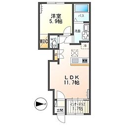 仮)日立市水木町2丁目新築アパート 1LDKの間取図画像