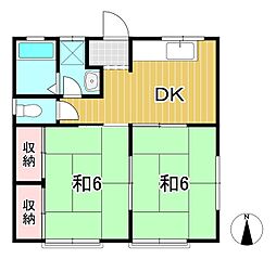 クリスタルハイツ 2DKの間取図画像