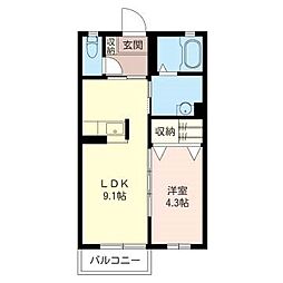 サンポート2 1LDKの間取図画像