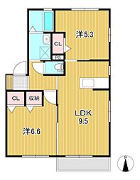 ベルドミールとねりこ 2LDKの間取図画像